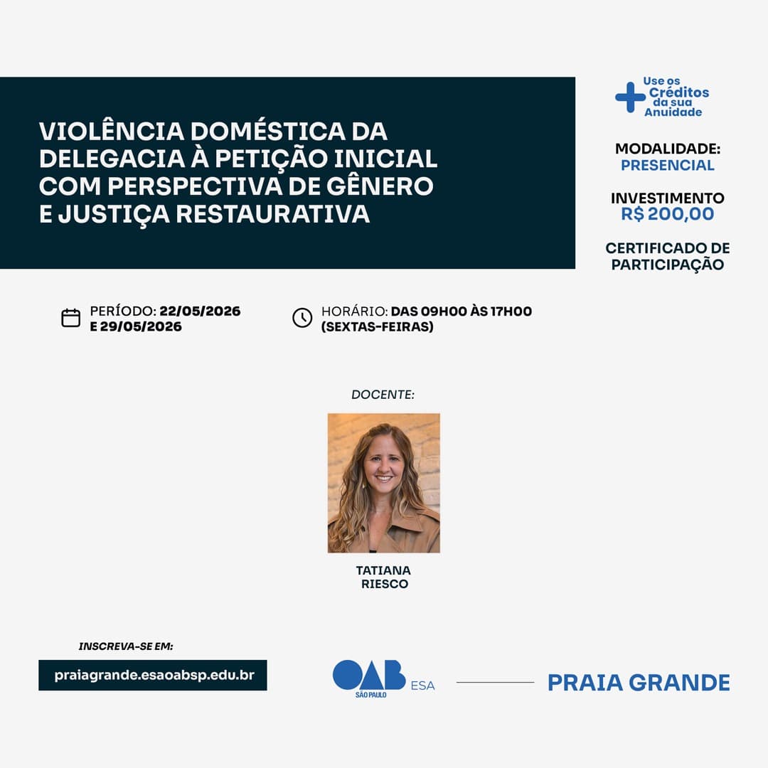 📙 ESA PG: Violência doméstica da delegacia à petição inicial com perspectiva de gênero e justiça restaurativa